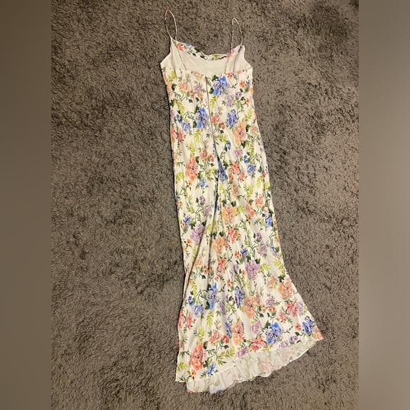 Alice + Olivia NEW Harmony Floral Drapey Side Slit Slip Dress In Gardenia Sz 10 - Picture 14 of 16